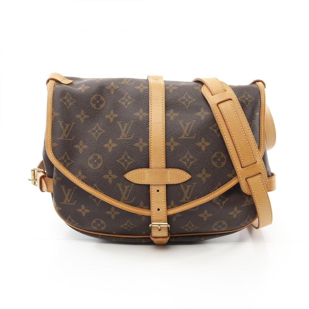 Louis Vuitton Saumur Shoulder Bag Canvas Leather Monogram Brown